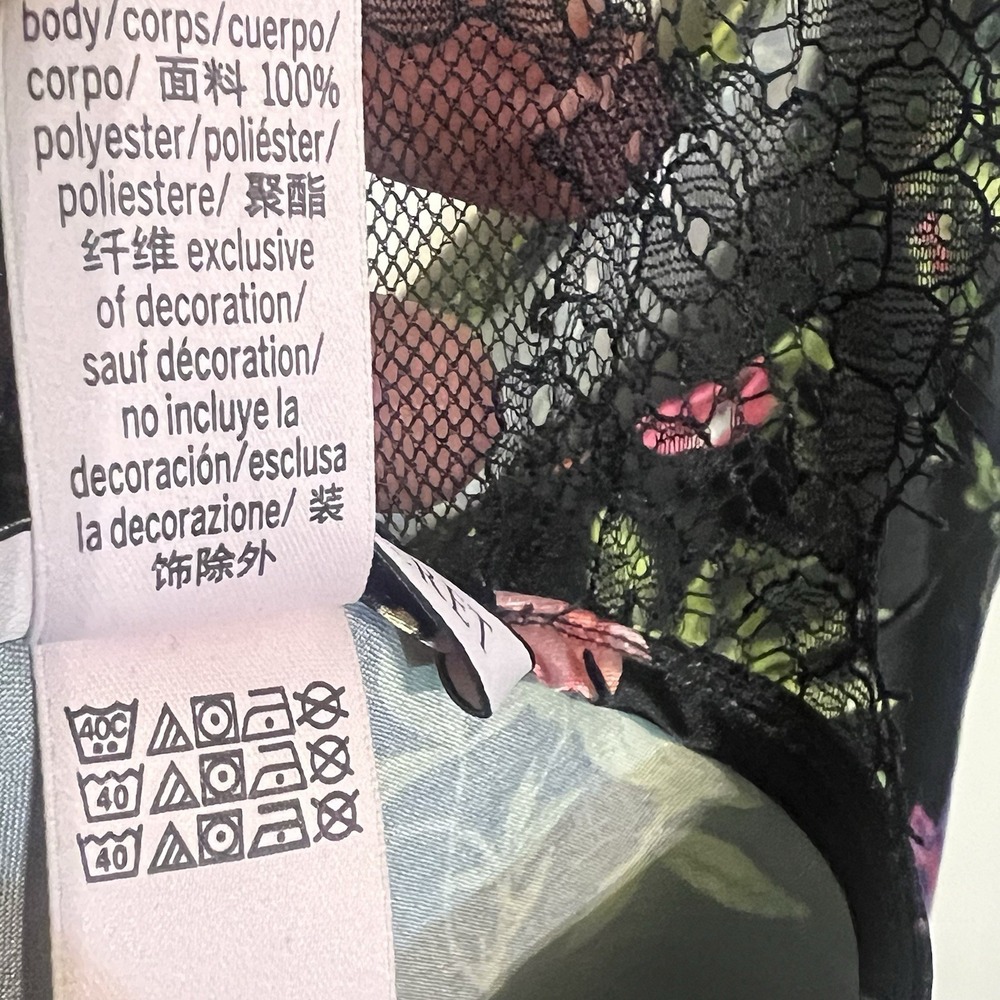 Victoria's Secret Black Floral Satin Lace Racerback Lingerie Camisole Sz Medium - Picture 6 of 10